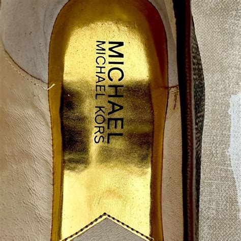 brown michael michael kors kiera ballet flat women's mk signature|leather ballet flats Michael Kors.